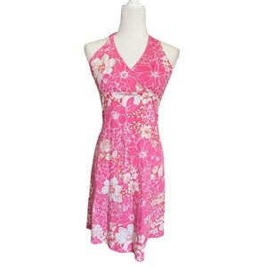 Vintage y2k Hawaiian Floral Halter Dress